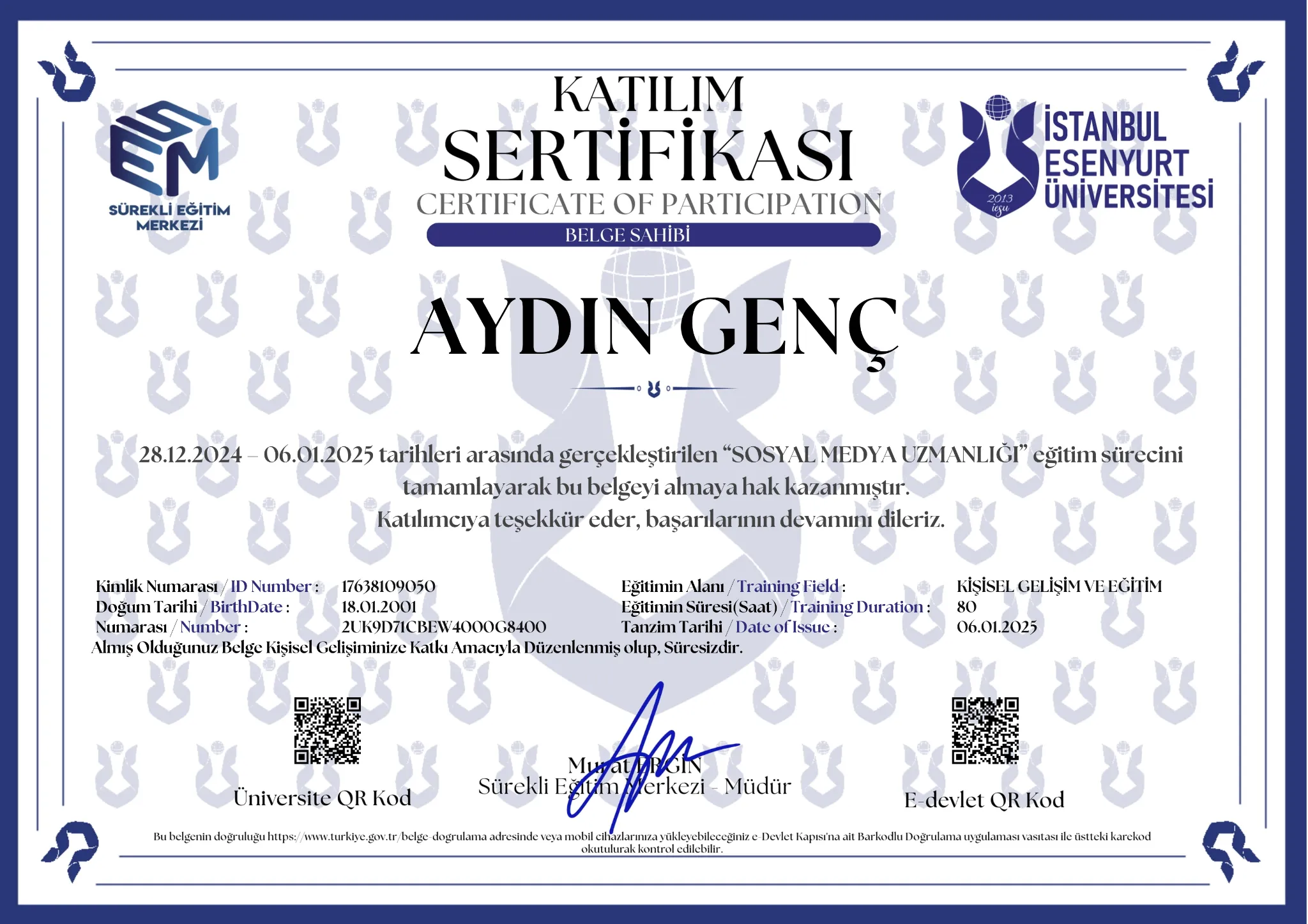 Sosyal Medya Uzmanlığı belgesi